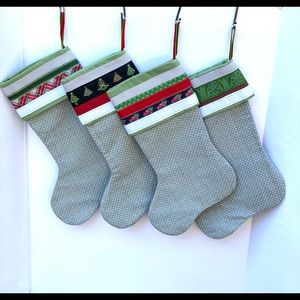 Set of 4 Ribbon-Trimmed Chic Christmas Stockings